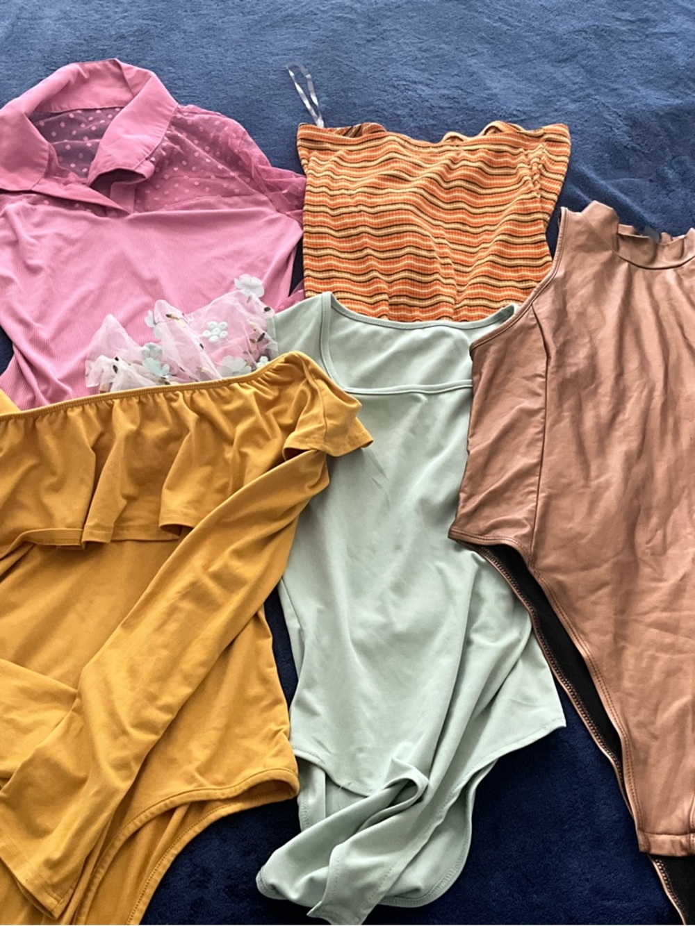 Mixed Women's Bodysuits - Pink, Mustard, Mint, Rust, Orange